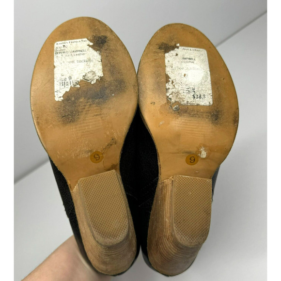 Jeffery Campbell Bootie Womens 6 Black Leather Mule Slip On Block Heel Ibiza - Picture 11 of 11